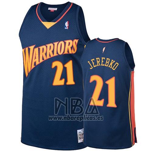 Camiseta Golden State Warriors Jonas Jerebko NO 21 2009-10 Hardwood Classics Azul